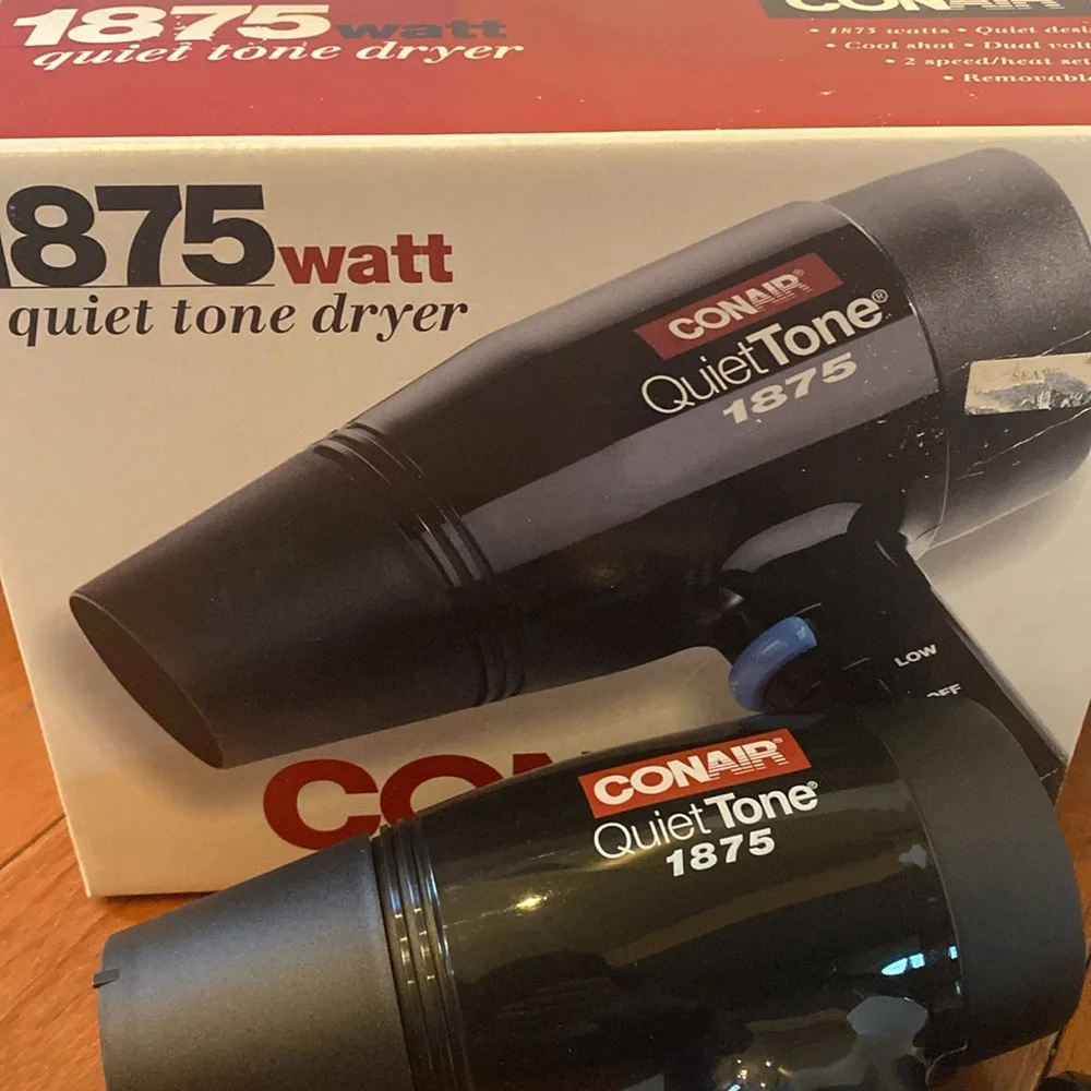Conair Black QuietTone 1875 Watt Hair Dryer open box low/high settings